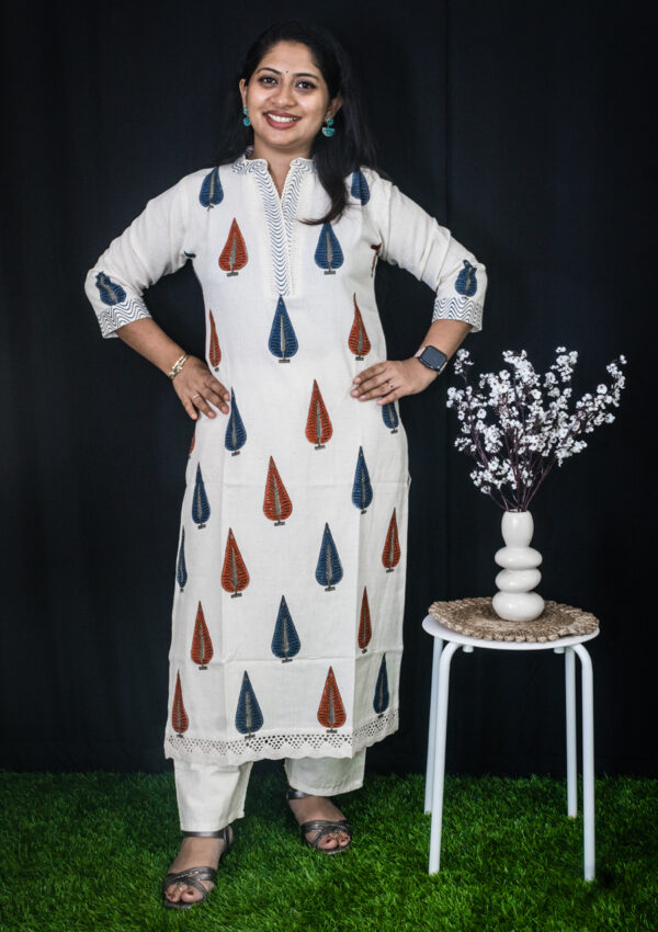Khadi leaf printed kurti