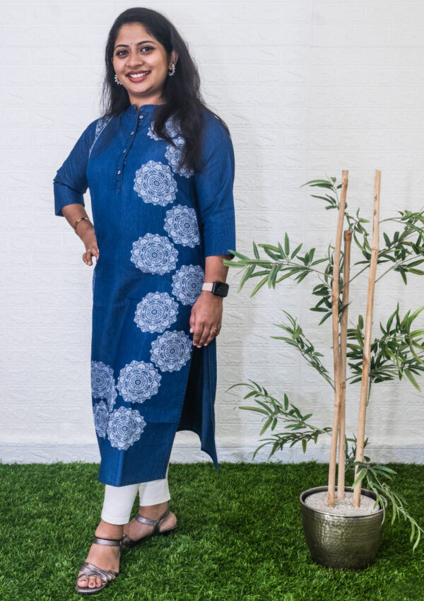 Denim printed kurti - Image 3