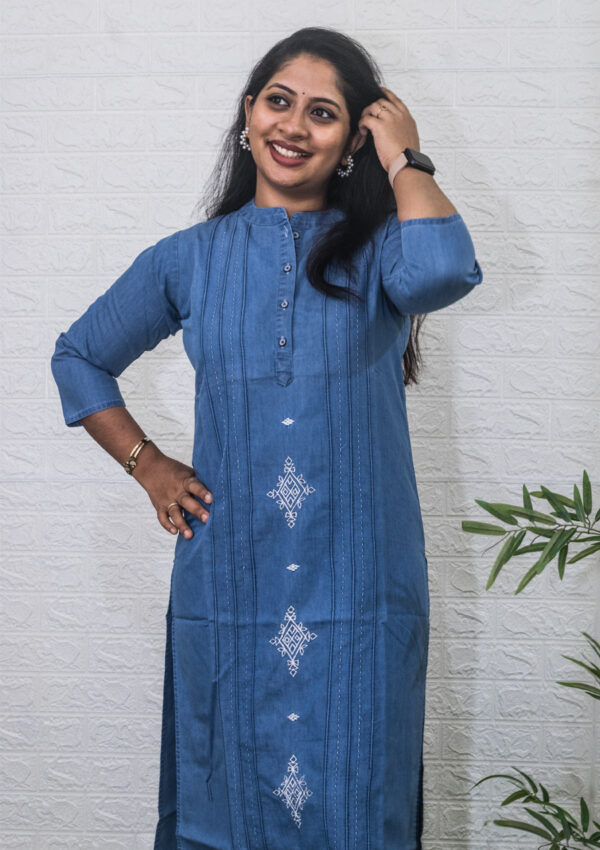 Denim embroidery kurti - Image 3