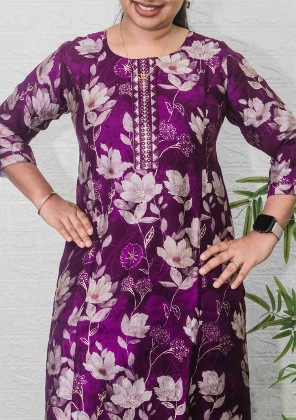 Floral straight cut Kurti - Image 2