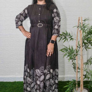 Printed fit and flare indo western dress
