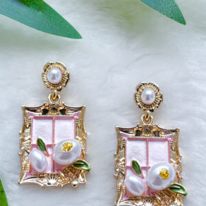 PearlGlow Handmade Earring- Pink