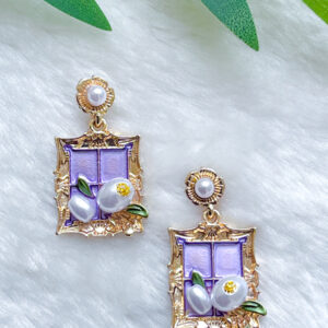 PearlGlow Handmade Earring - Purple