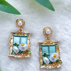 PearlGlow Handmade Earring - Green