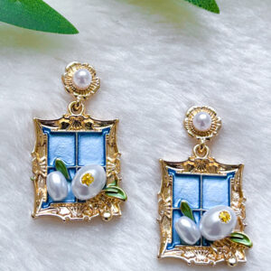 PearlGlow Handmade Earring - Blue