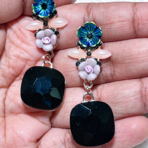 Crystal Bloom Earring - Black