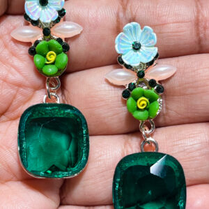 Crystal Bloom Earring - Green