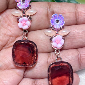 Crystal Bloom Earring - Brown