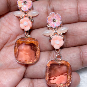 Crystal Bloom Earring - Light Brown